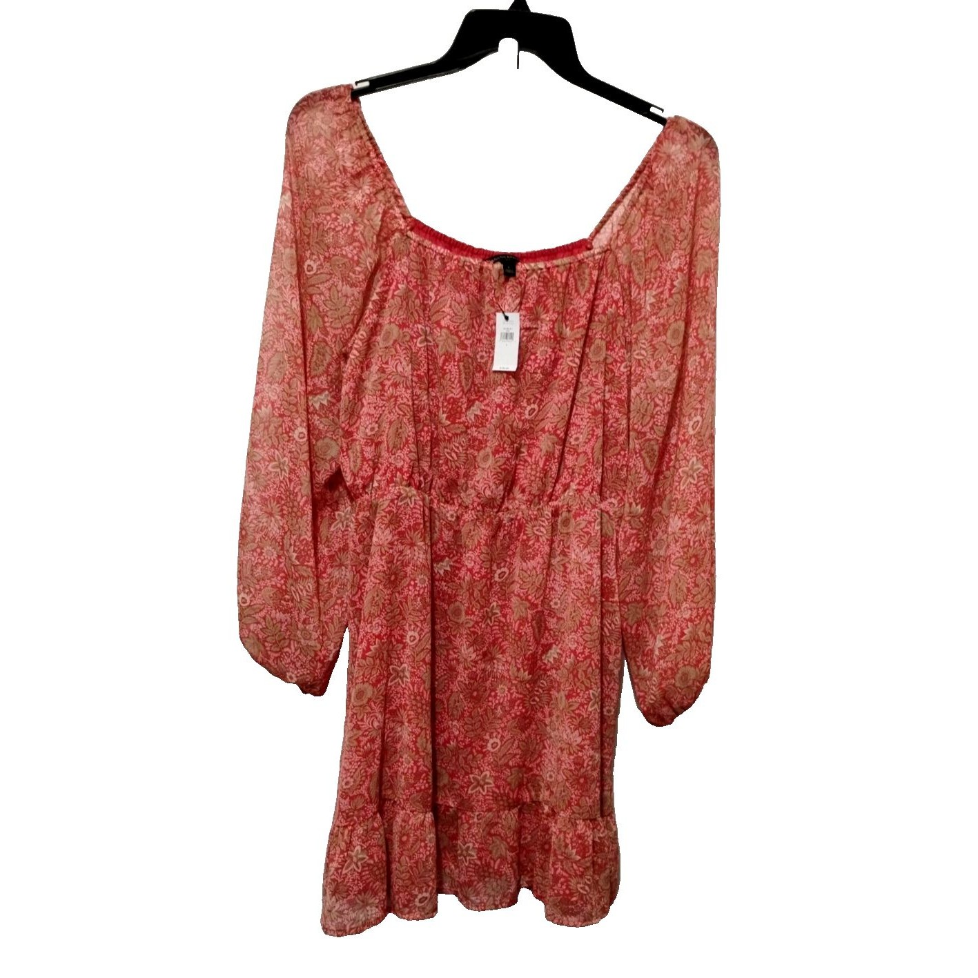 Nwt Banana Republic Dress Womens L Coral Chiffon Boho Flounce ($89)